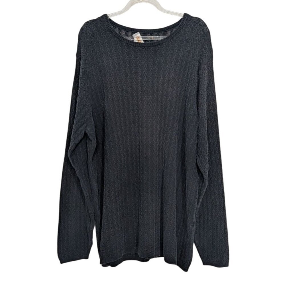 Talbots Textured Sweater Womens Size XL Blue Knit Made in Italy Long Sleeve
